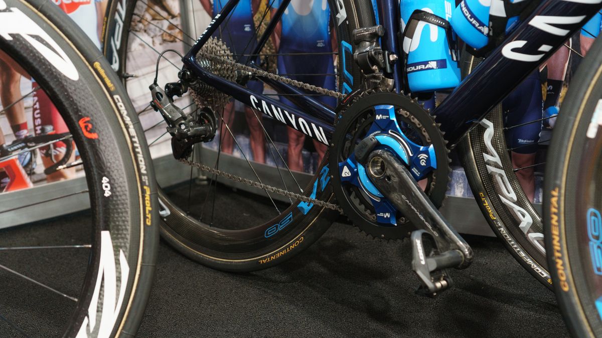 A Movistar bike fitted with the new groupset