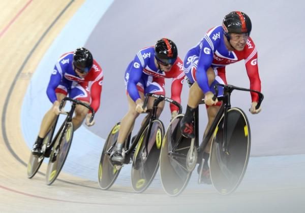 Team GB in team sprint action