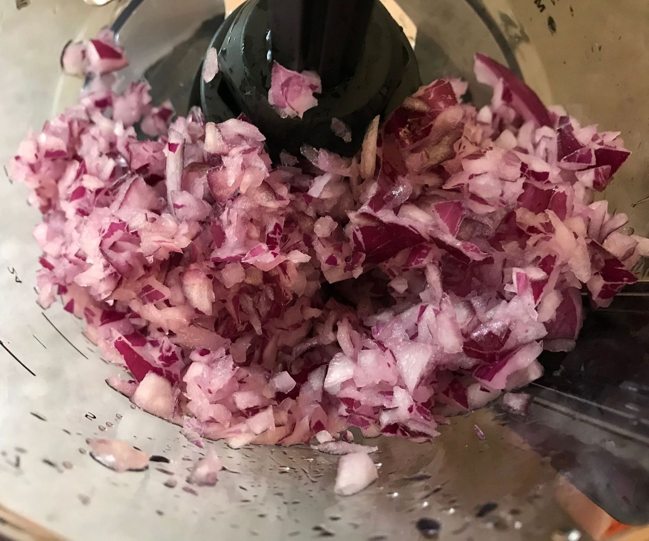 Onion chopped in the Nutribullet Triple Prep System