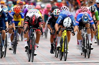 A tight battle to the line on stage 2, with Craig Wiggins (ARA Pro Racing Sunshine Coast) declared the winner after Juan Sebastián Molano (UAE Team Emirates) was relegated for an irregular sprint