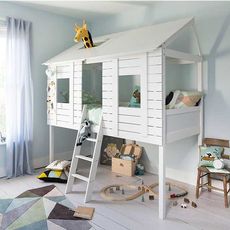 tree house bed with ladder and space for toys