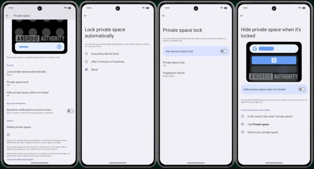 Google has added a few new settings for Private Spaces in the latest QPR3 Beta 2.1 rollout.