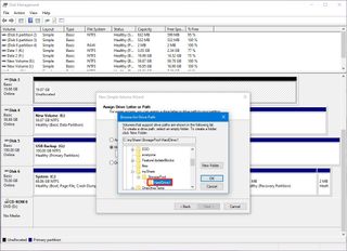 Disk Management wizard select drive path