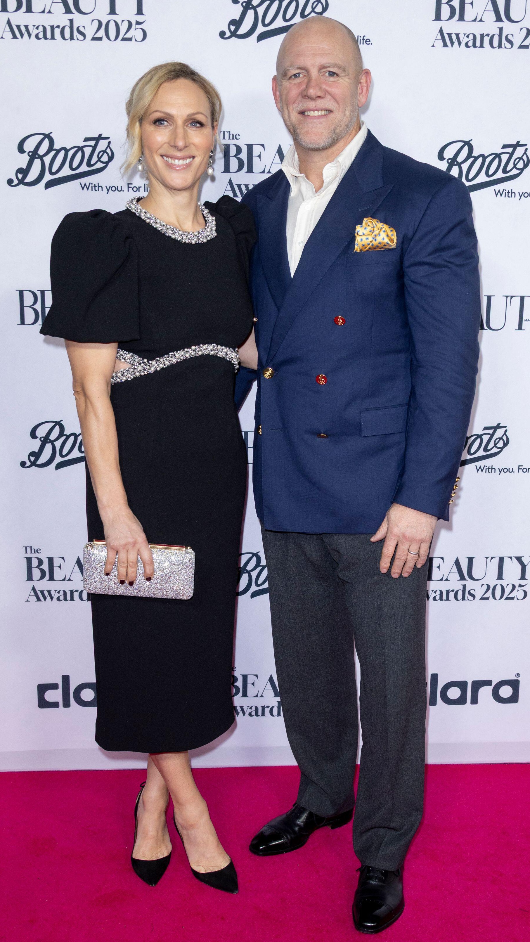 Zara Tindall and Mike Tindall attend The Beauty Awards 2025 at City Central