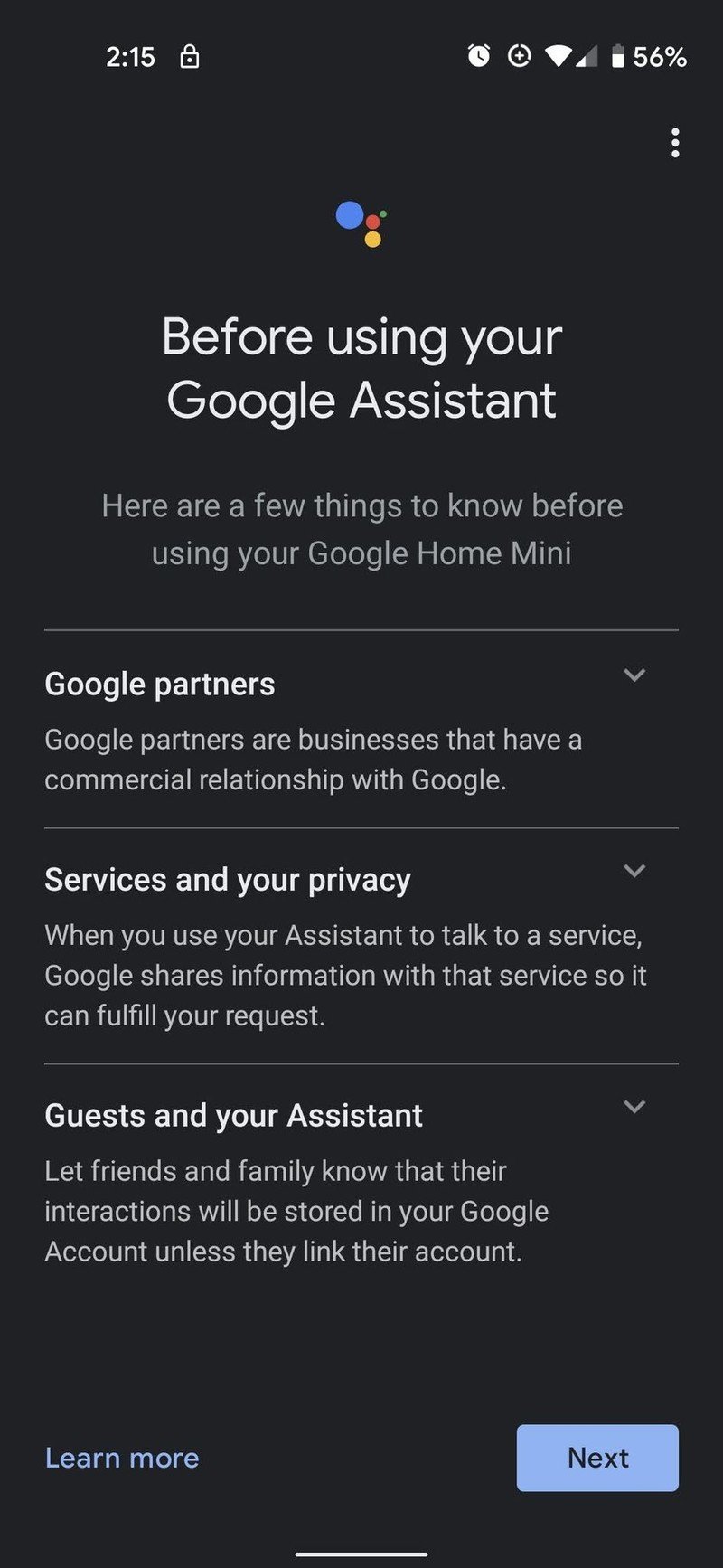 Setting up a Google Assistant speaker in Google Home