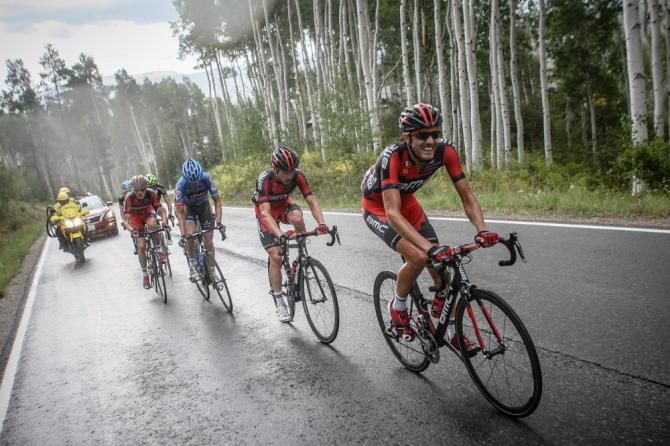 Larry Warbasse (BMC) gets to the front of the chase group on the final climb.