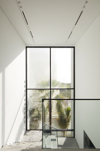 Garden views from minimalist window at modern uae home by Roar for Anas Bukhash