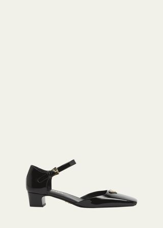 Vernice Patent Ankle-Strap Ballerina Pumps