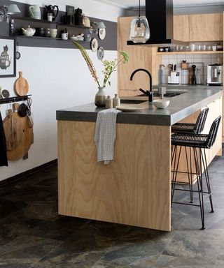 slate effect flooring in a modern contemporary kitchen from moduleo