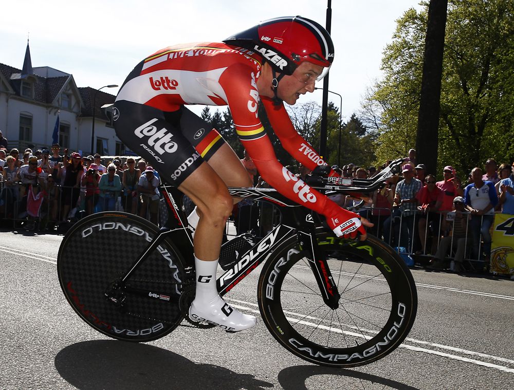 Tim Wellens on course during stage 1 at the Giro d'Italia