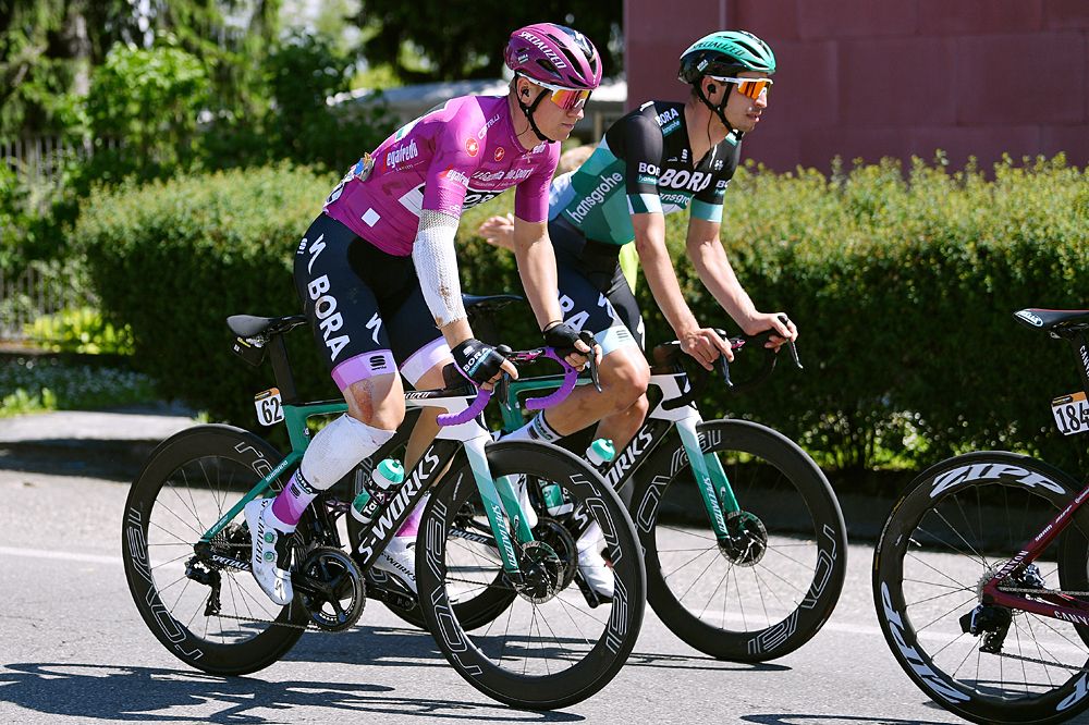 Pascal Ackermann (Bora-Hansgrohe) after crashing in the previous day's sprint he was riding in the bunch during stage 11 at the Giro d'Italia