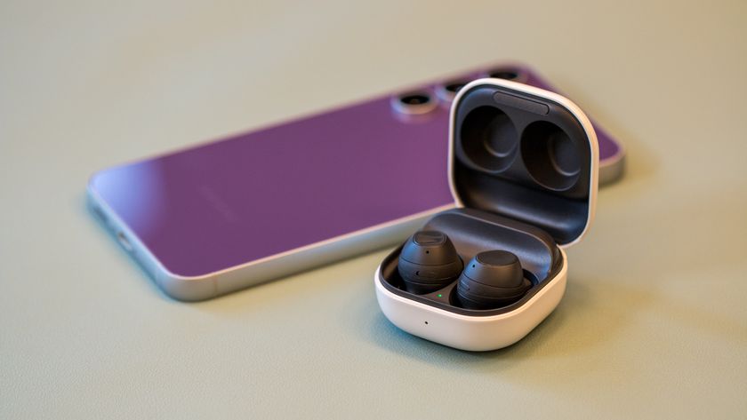 Black Galaxy Buds FE with Purple Galaxy S23 FE