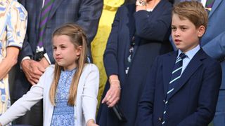 Princess Charlotte of Wales and Prince George of Wales clap as Carlos Alcaraz wins the Wimbledon 2023 men's final