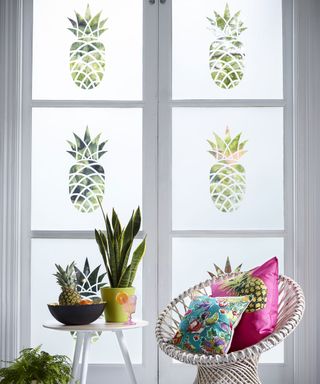 room with pineapple print window film