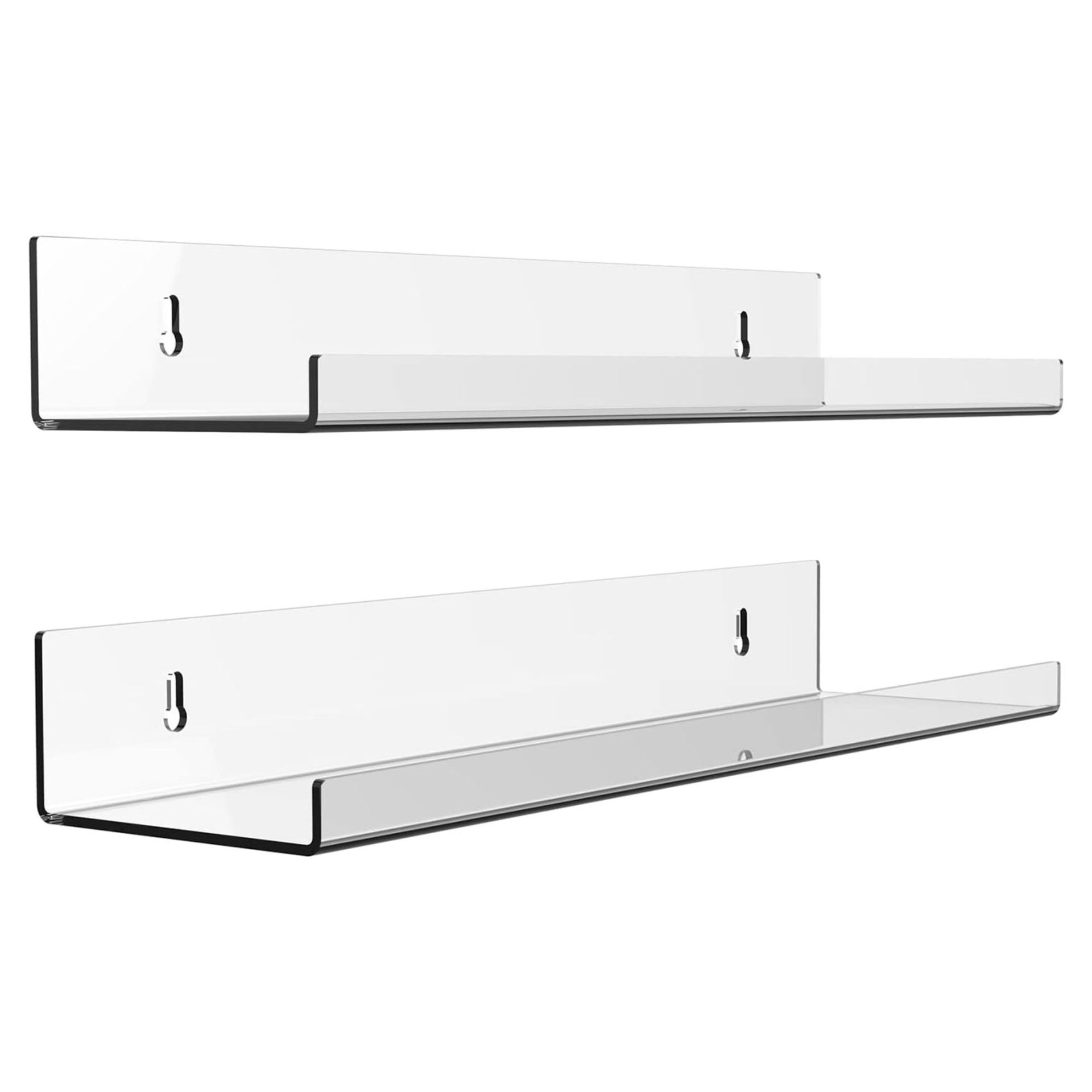 Clear acrylic shelves