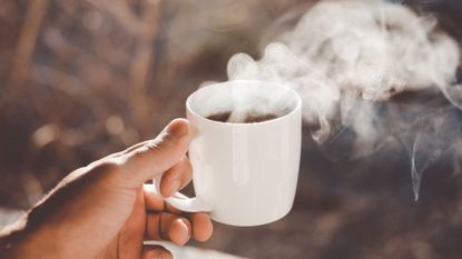 steaming mug of coffee