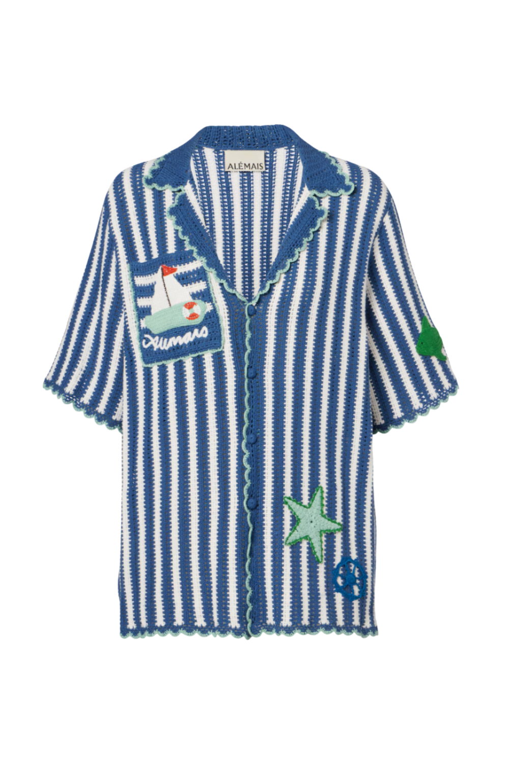 AL&amp;Eacute;MAIS, Crochet striped cotton shirt
