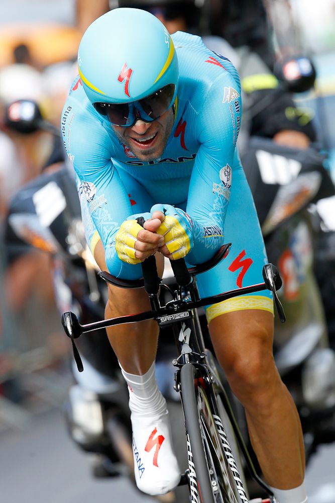 Vincenzo Nibali on course during stage 1.