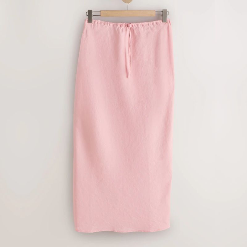 Next, pink midi skirt