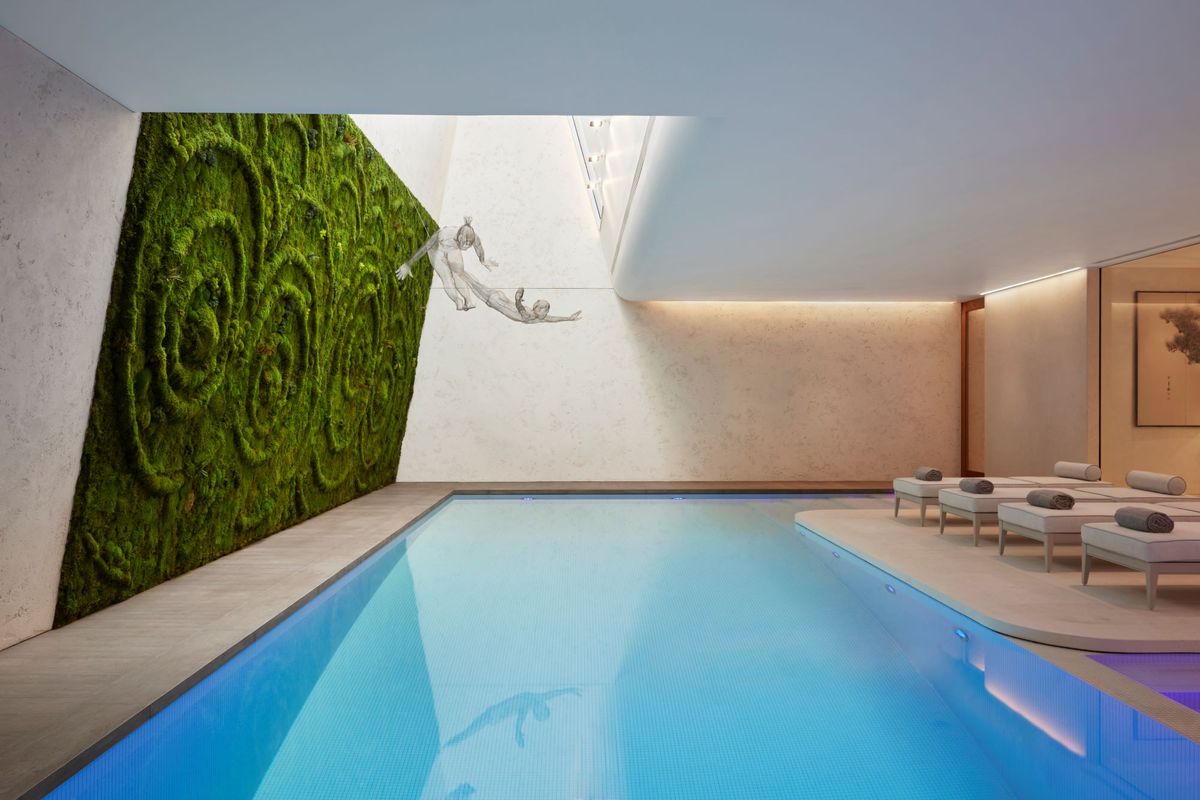 A CGI view of the swimming pool in the proposed property