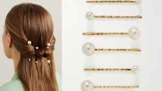 Jennifer Behr Perla set of seven faux pearl-embellished gold-tone hair slides