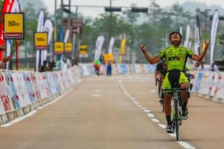 Jang Kyung-gu (Korail Cycling Team) celebrates victory