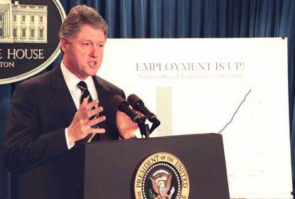 President Clinton reports on the economy in 1995.