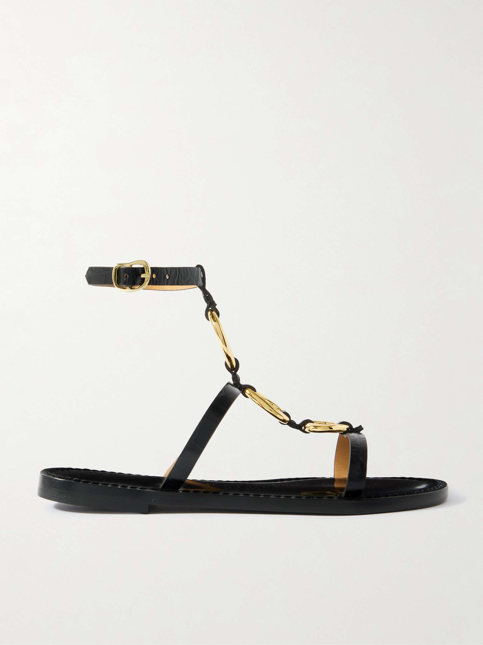 The Bazaruto Embellished Croc-Effect Leather Sandals