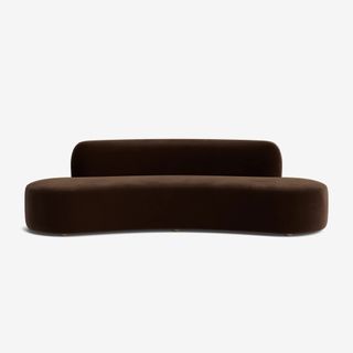 brown curved sofa on a white background