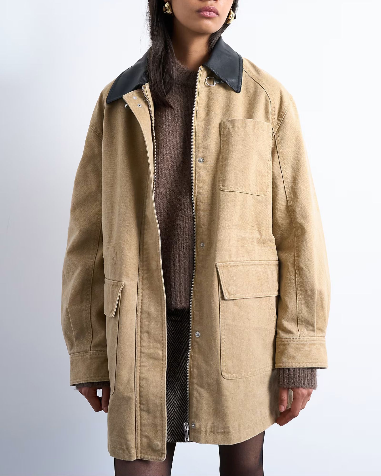 Topshop Barn Jacket With Buckle Detail