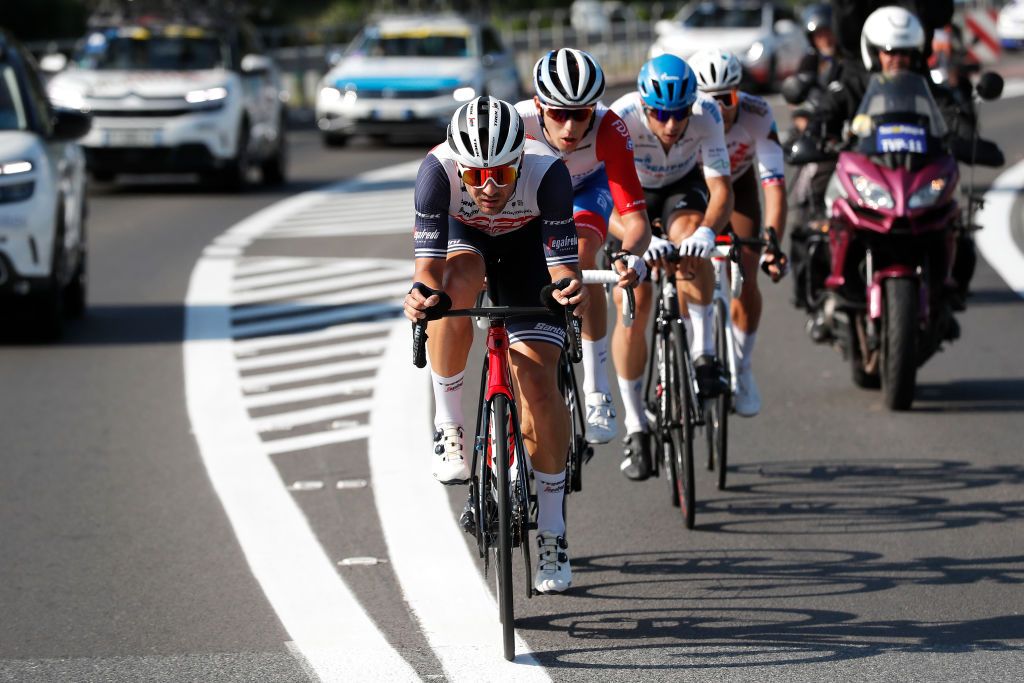 BUKOVINA RESORT POLAND AUGUST 12 Edward Theuns of Belgium and Team Trek Segafredo leads The Breakaway during the 78th Tour de Pologne 2021 Stage 4 a 160km stage from Azoty Group Tarnw to Bukovina Resort 924m TourdePologne TDP2021 UCIWT on August 12 2021 in Bukovina Resort Poland Photo by Bas CzerwinskiGetty Images