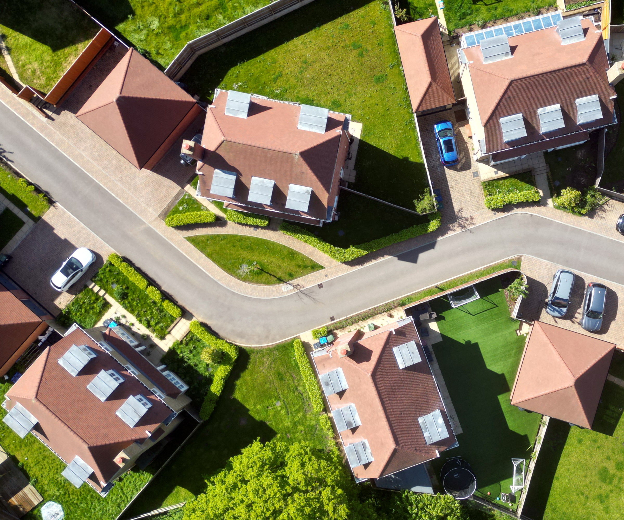 development of houses from above with corner plots