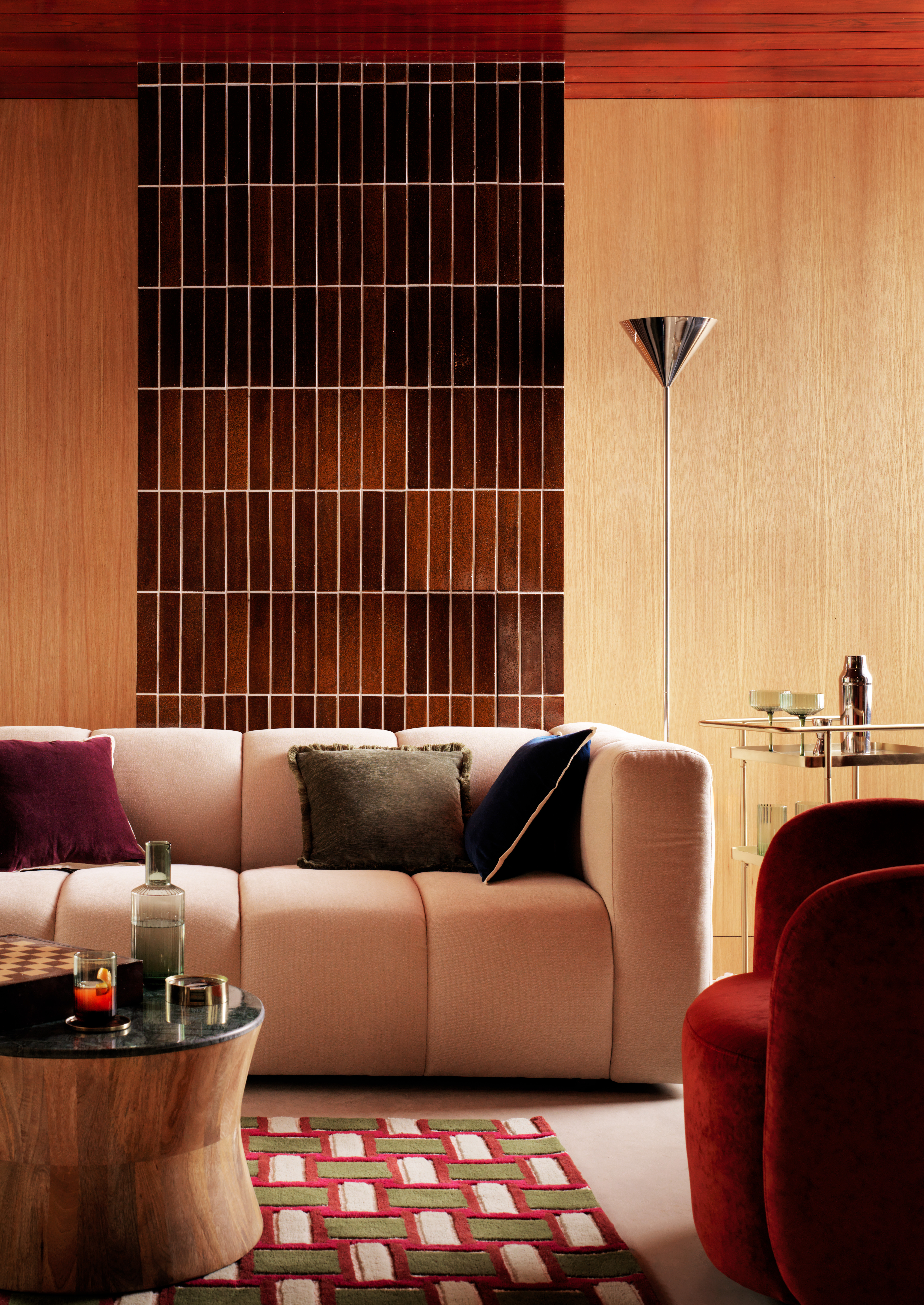 beige modern sofa in living room