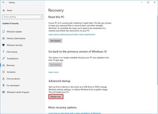 Windows 10 Recovery Settings Advanced Startup