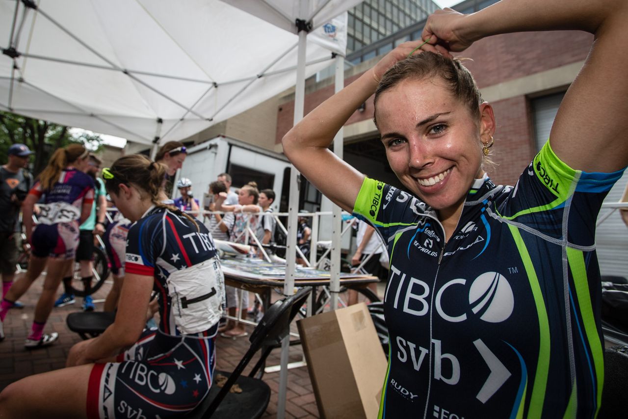Emily Collins (TIBCO) gets ready for some podium time