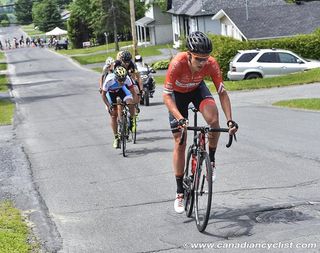 Rob Britton (Rally Cycling) leads the main break of the day