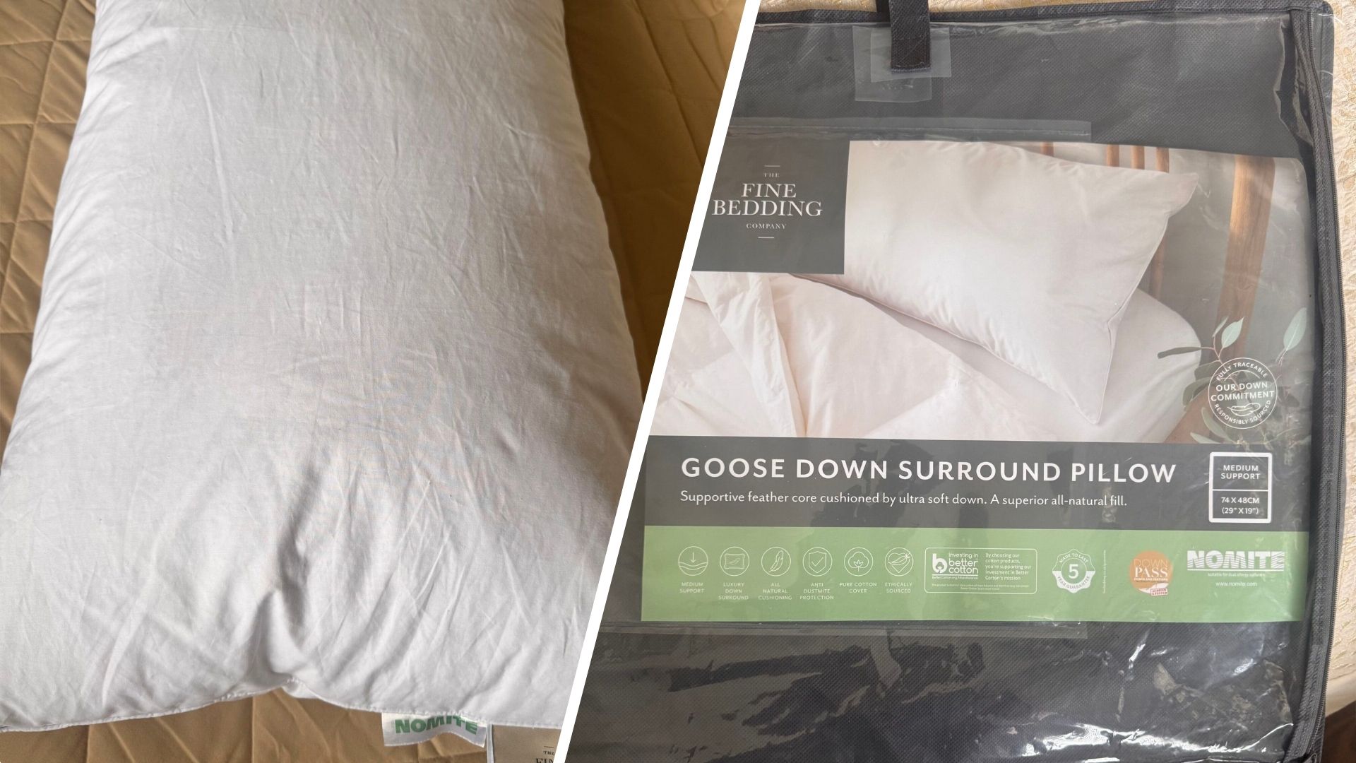 The Fine Bedding Company Goose Down Surround Pillow