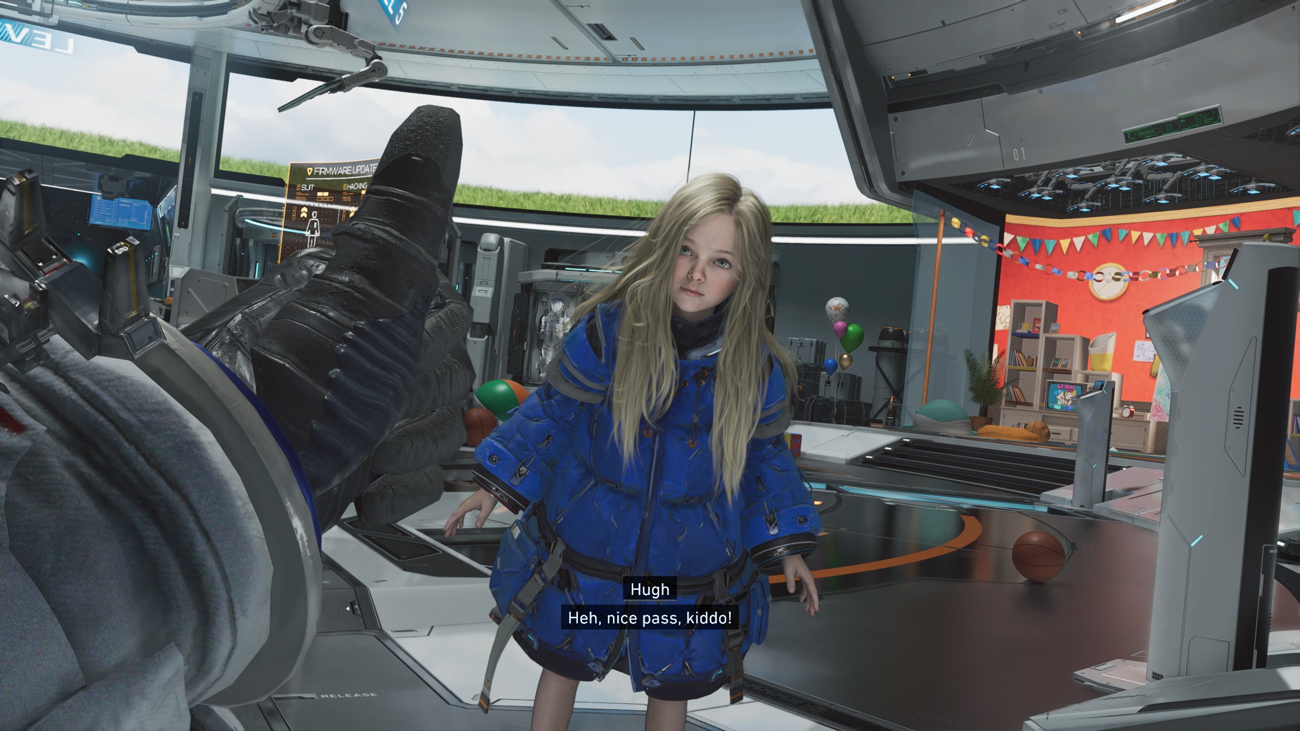 First person protagonist Hugh Williams gives robot Diana a thumbs up.