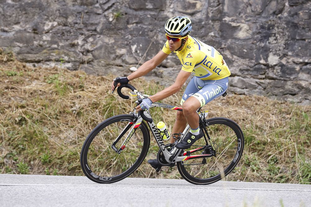 Alberto Contador chases Porte and Froome during stage 5 at Criterium du Dauphine