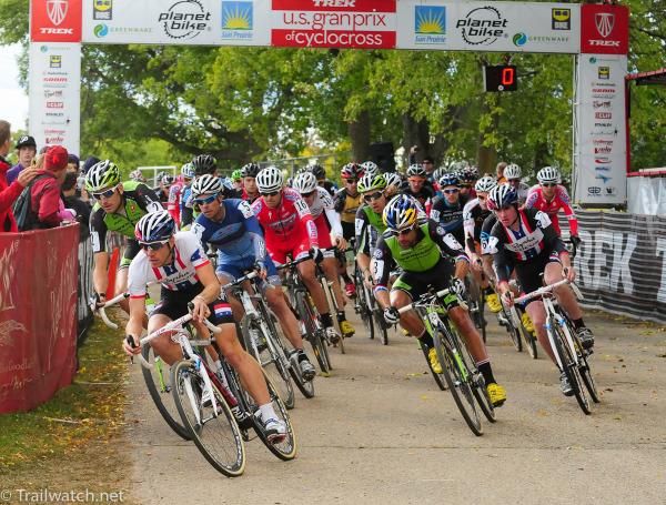 Elite men&rsquo;s start on the first day of racing at the Trek USGP of Cyclocross Planet Bike Cup