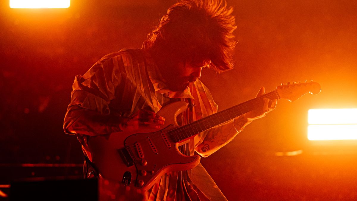 Simon Neil of Biffy Clyro, during the band&#039;s headline set at Reading Festival in the UK last weekend