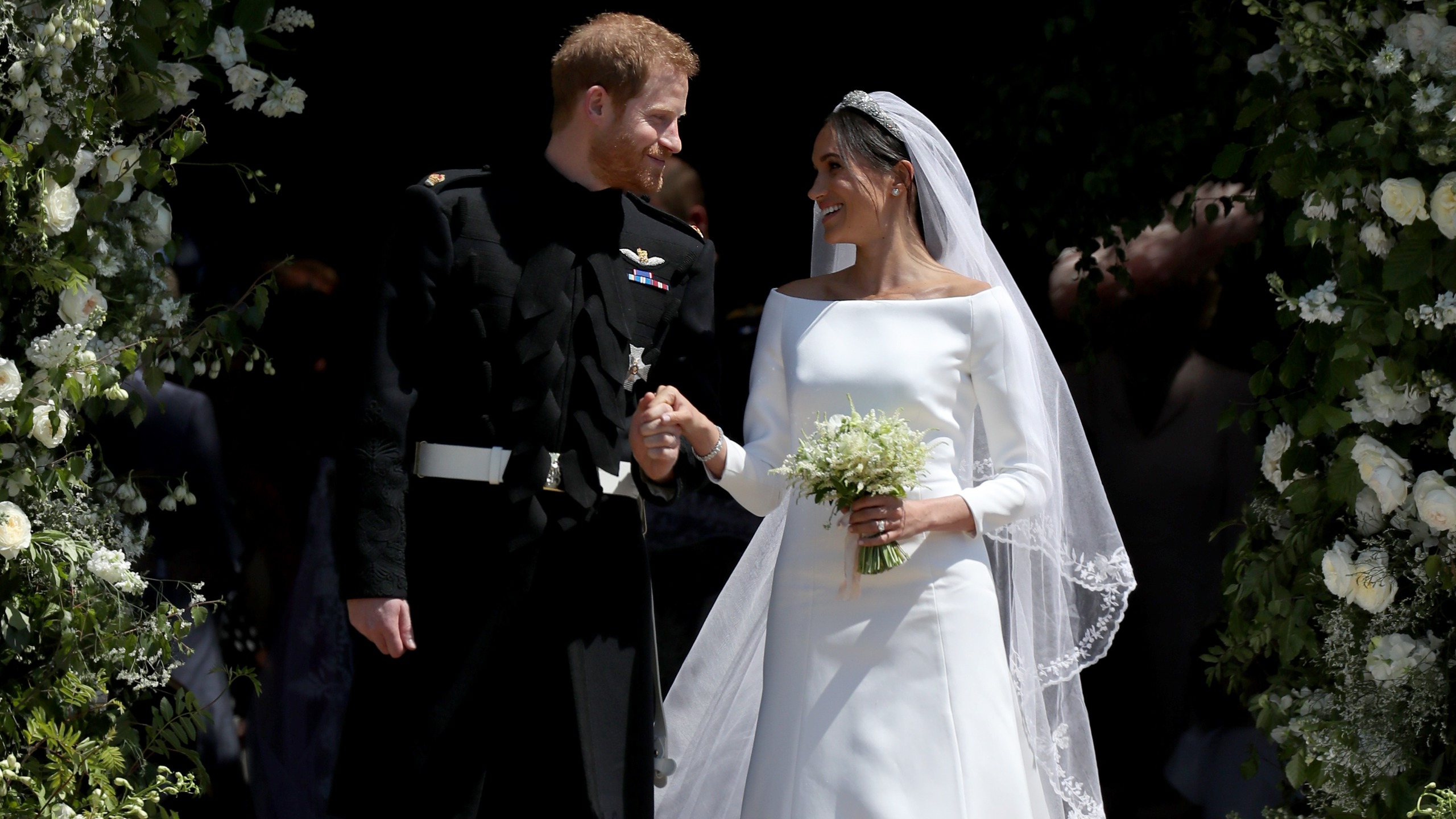 Prince Harry, Duke of Sussex and Meghan, Duchess of Sussex after their wedding at St George's Chapel at Windsor Castle on May 19, 2018