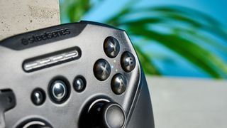 A black SteelSeries Stratus+ mobile gaming controller for Android, Windows and ChromeOS