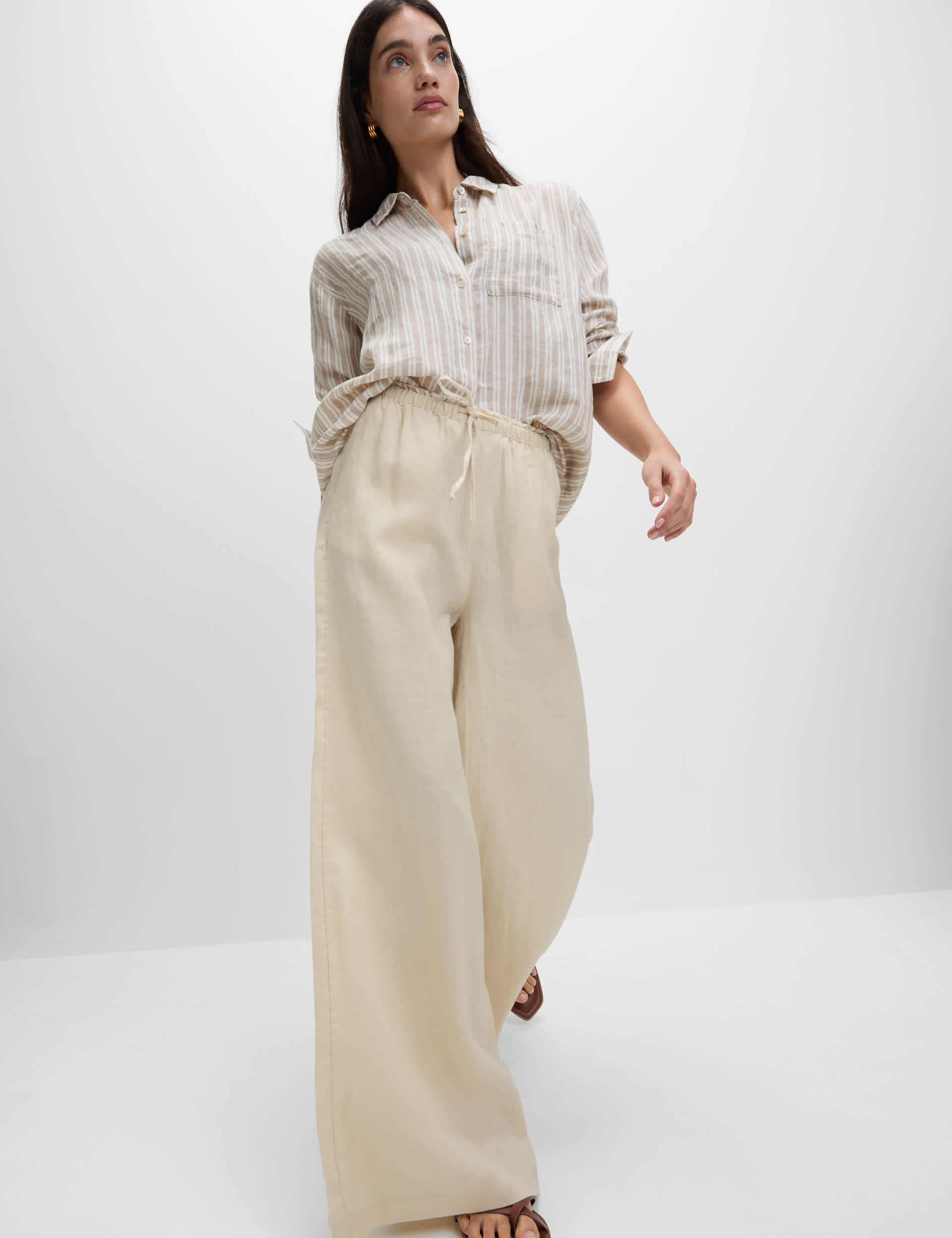 Pure Linen Palazzo Trousers