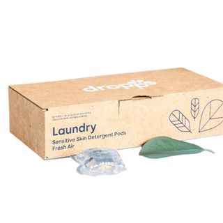 Cardboard box filled with laundry pods