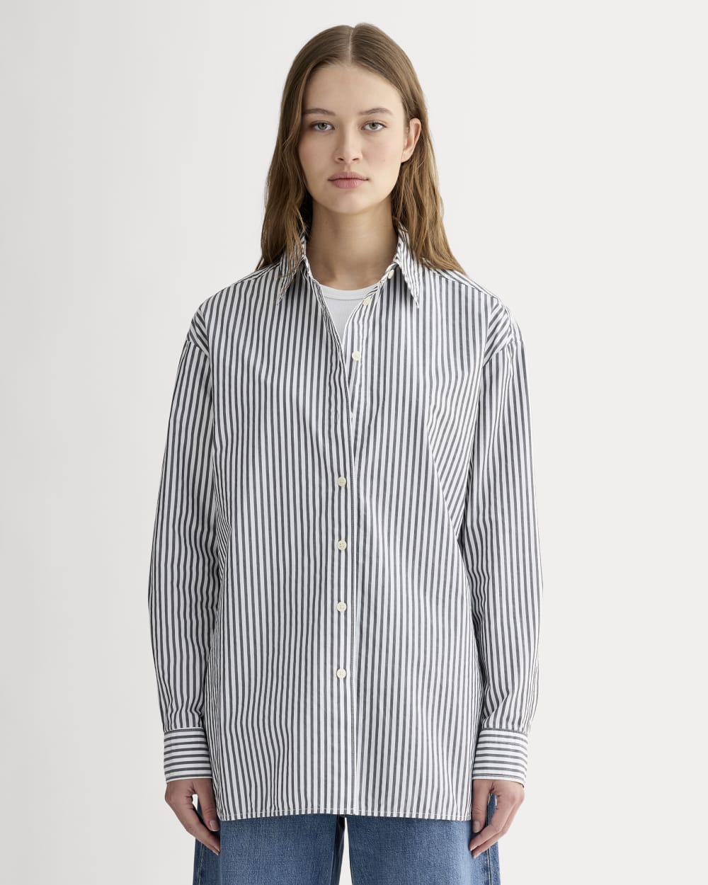 The Boyfriend Shirt in Ultrasoft Cotton | Optic White / Black - Xxs