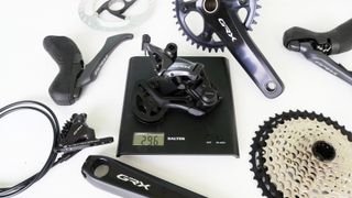 Shimano GRX Unbeatable 12-speed groupset and a set of scales