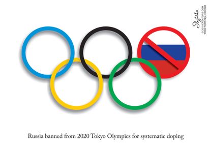 Political Cartoon U.S. Russia Olympics Ban Systematic Doping