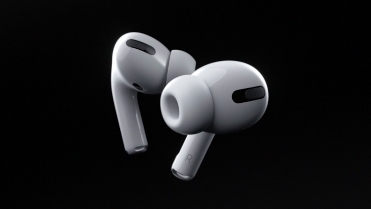 Airpods Pro against a black background