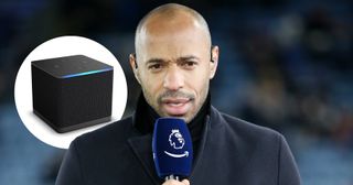 Thierry Henry is on the punditry team for Amazon Prime Video for the Premier League match between Leicester City and Liverpool at King Power Stadium on December 28, 2021 in Leicester, England.